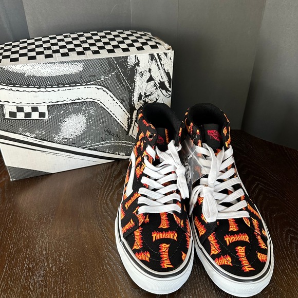 Vans Sk8 Hi Thrasher Flame High Top Skateboarding Sneakers Shoes